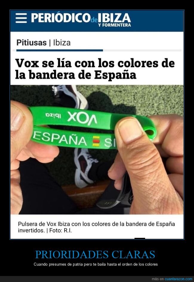 vox,bandera,colores,pulsera,despiste