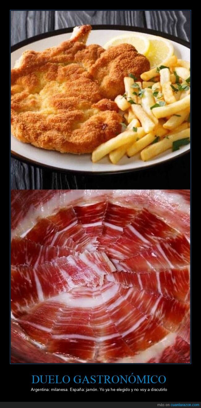 Argentina,Espa&ntilde;a,milanesa,jam&oacute;n,comparaci&oacute;n