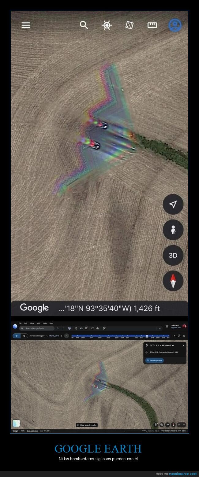 sigilo,bombardero,GoogleEarth,coordenadas,sat&eacute;lite