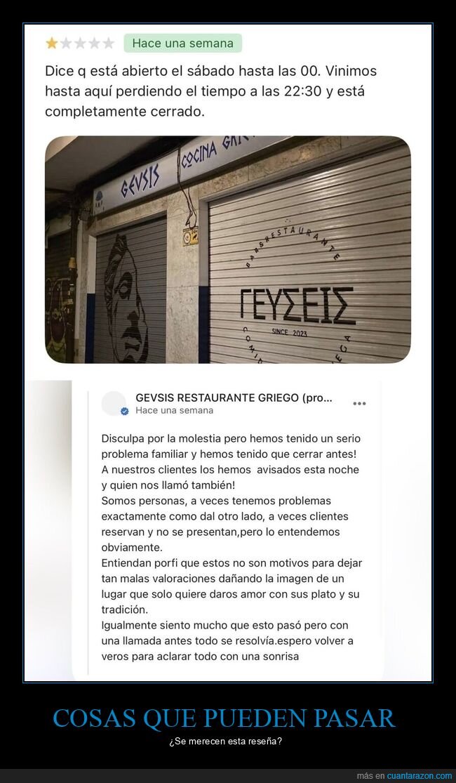 rese&ntilde;a,restaurante,horario,cerrado,queja