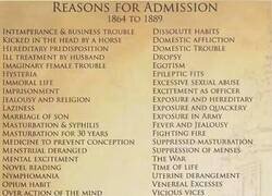 Enlace a Motivos de admisión, Asilo para Lunáticos, 1864-1889