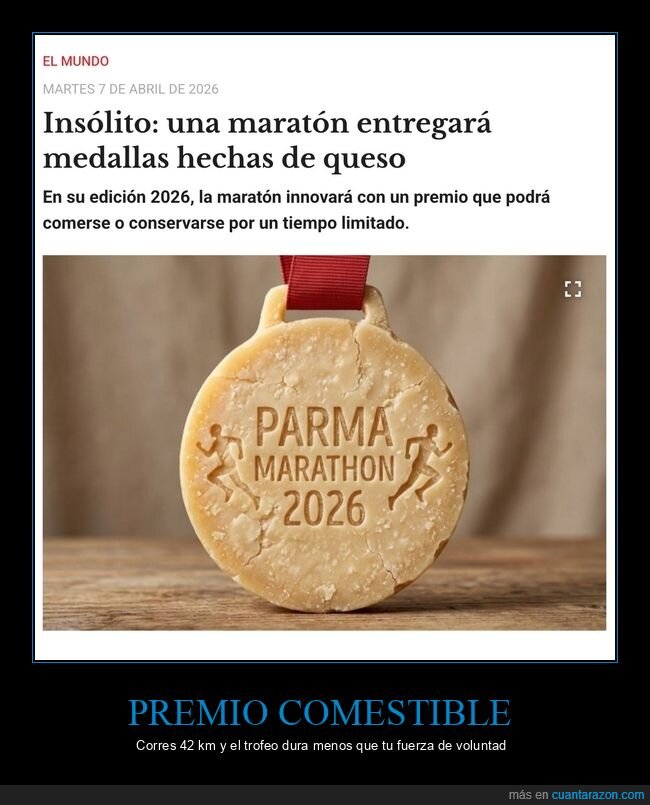 marat&oacute;n,queso,medalla,premio,running