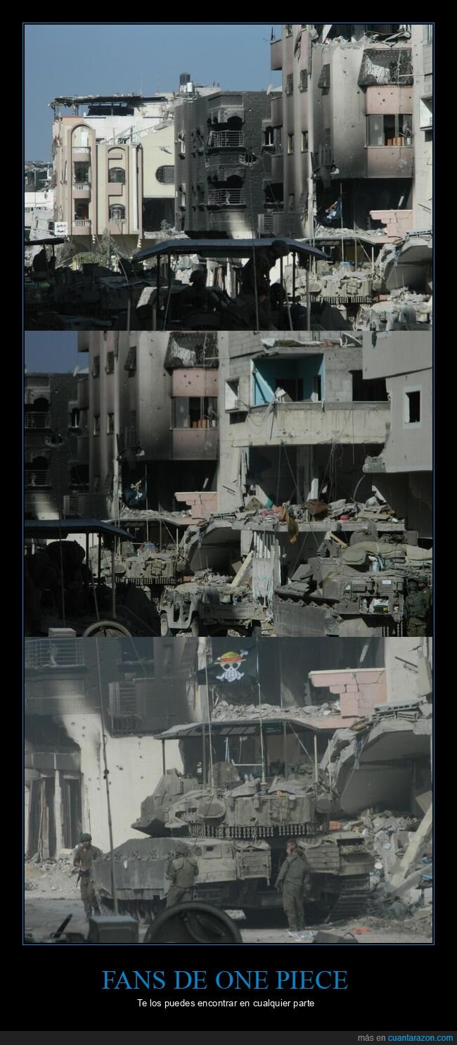 OnePiece,bandera,tanque,Gaza,contraste