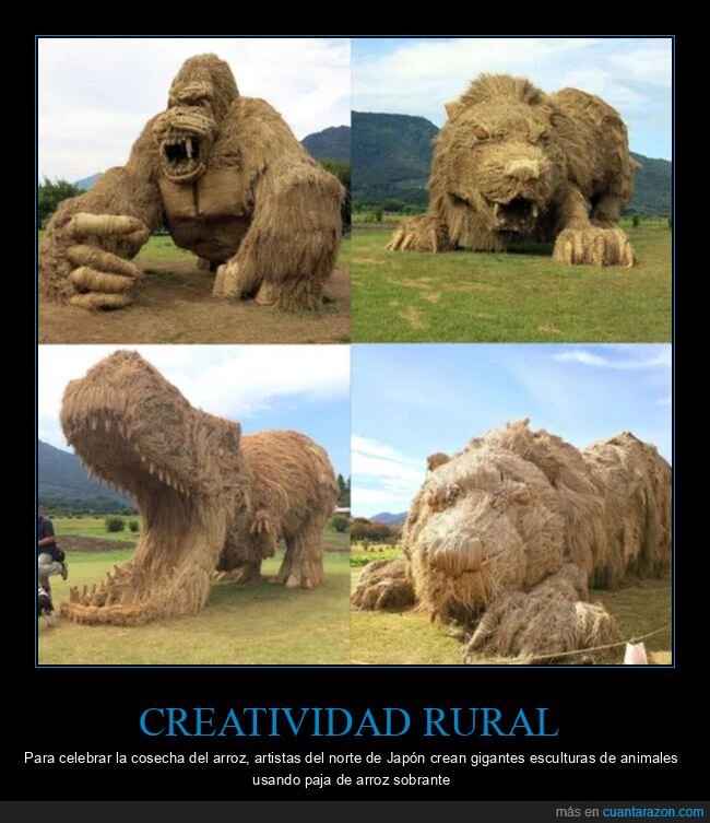 Jap&oacute;n,cosecha,paja,esculturas,animales