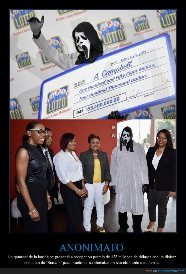 loter&iacute;a,anonimato,disfraz,millonario,familia