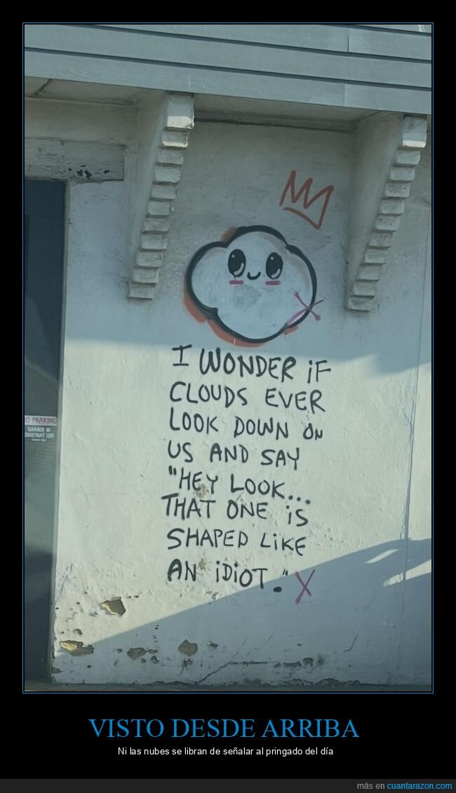 grafiti,nube,pared,ciudad,burla