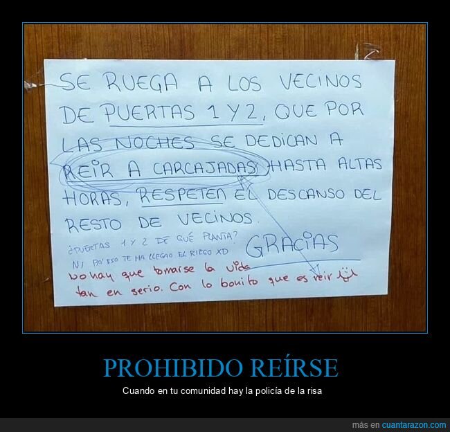 vecinos,cartel,comunidad,ruido,carcajadas