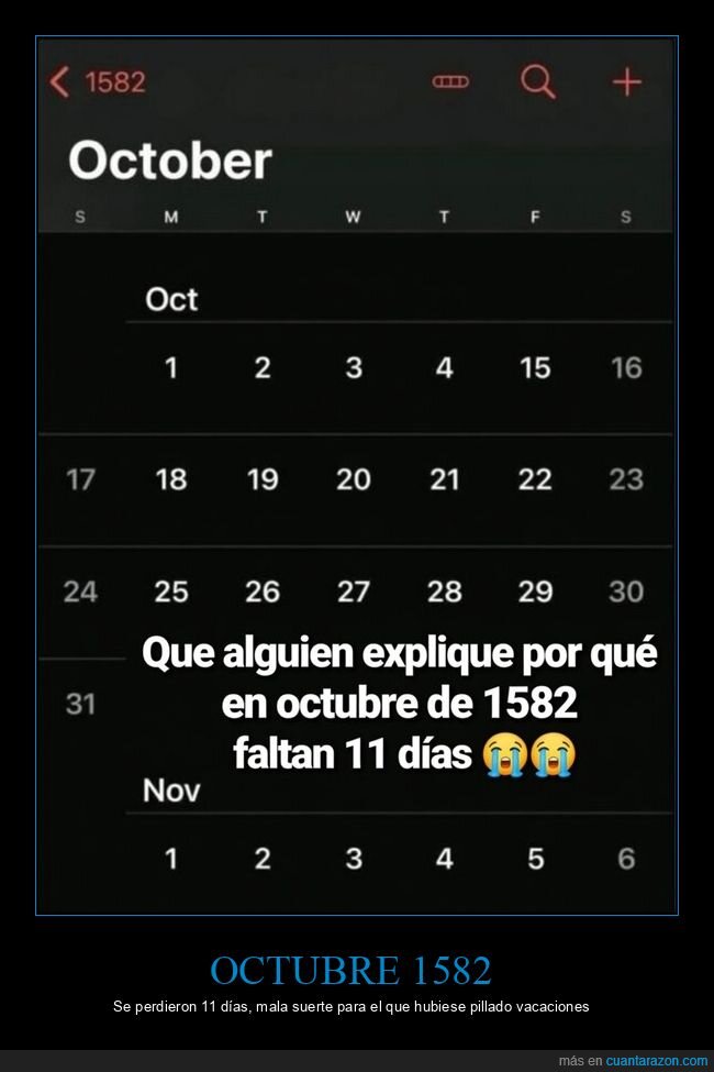 calendario,octubre,historia,fechas,confusion