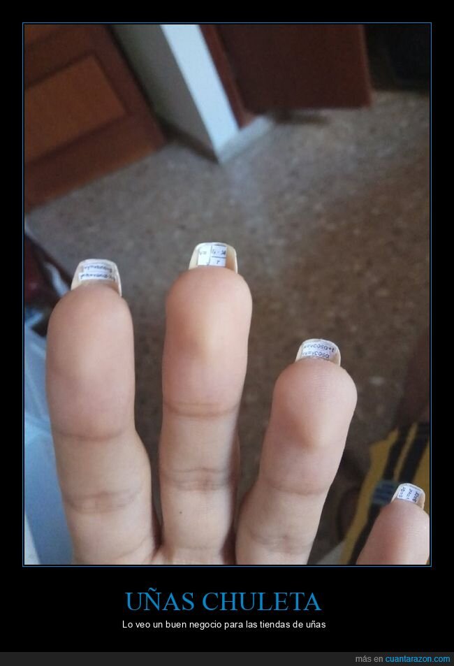 u&ntilde;as,chuletas,examen,copiar,estudio