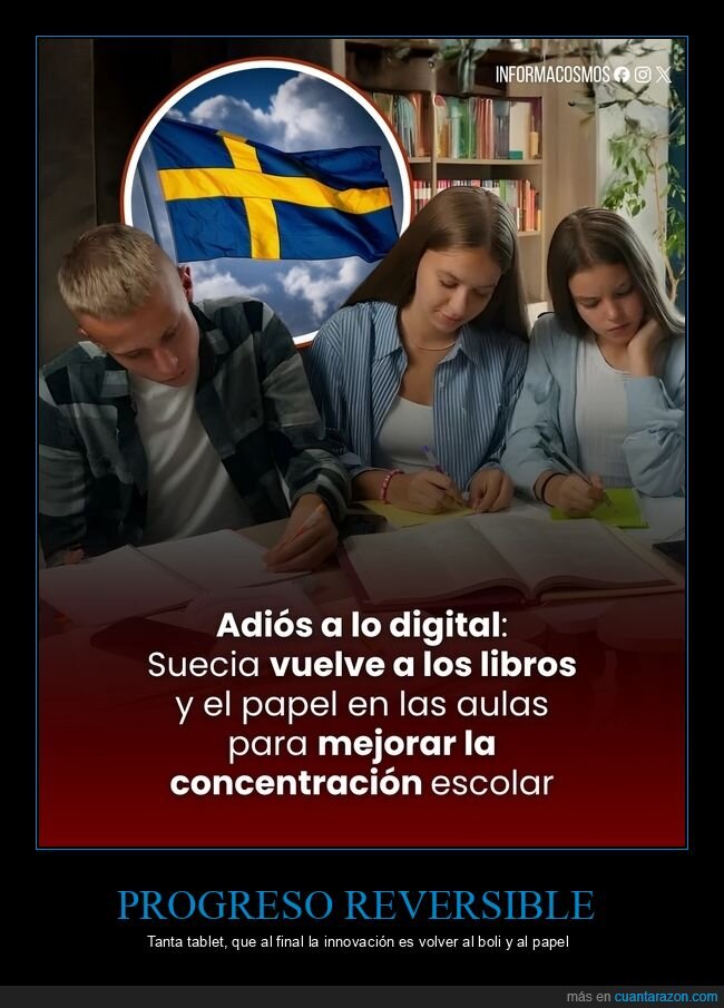 Suecia,educaci&oacute;n,libros,papel,pantallas