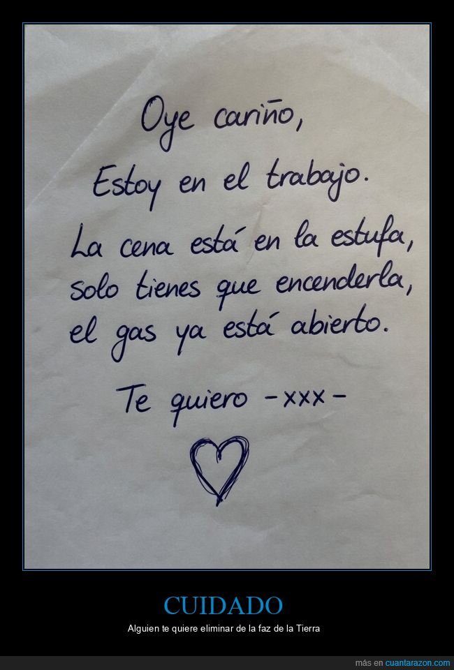 nota,cocina,gas,despiste,pareja