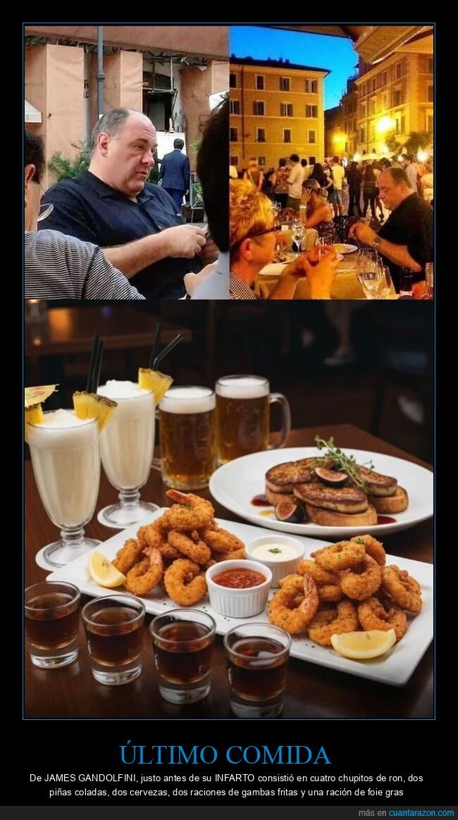 Roma,banquete,alcohol,exceso,infarto,james gandolfini