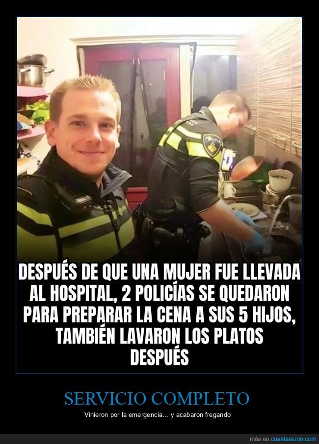 polic&iacute;as,cocina,fregadero,solidaridad,servicio