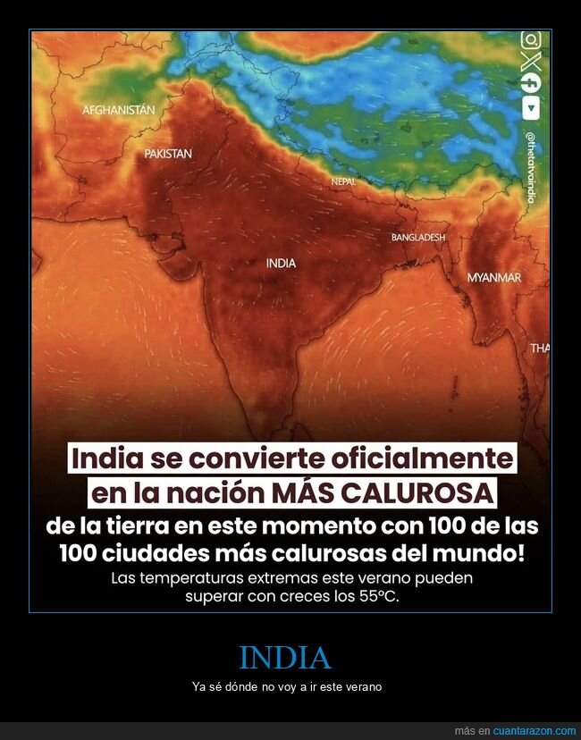 India,calor,ola,clima,mapa