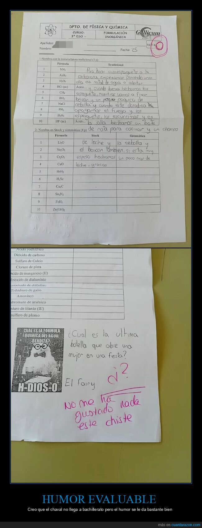 examen,qu&iacute;mica,profesor,chiste,suspenso