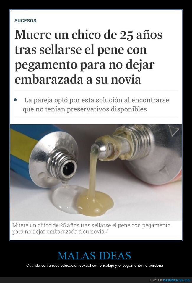 pegamento,bricolaje,titulares,imprudencia,sexo