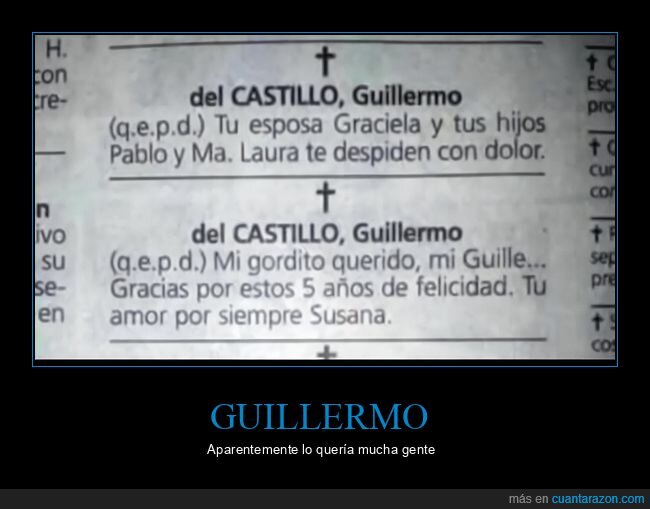 esquela,funeral,Guillermo,familia,despedida