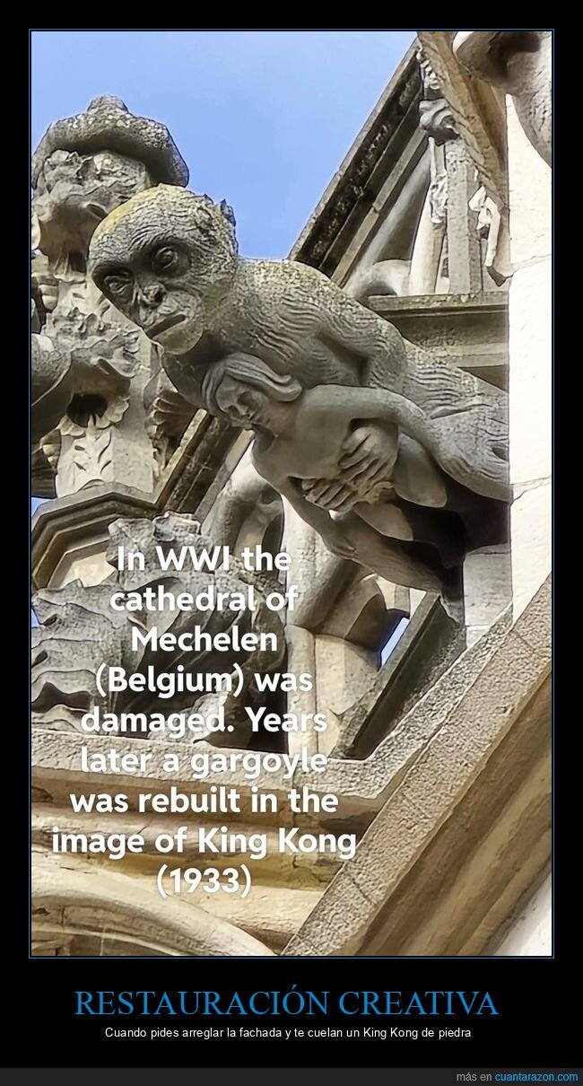 catedral,g&aacute;rgola,KingKong,restauraci&oacute;n,B&eacute;lgica