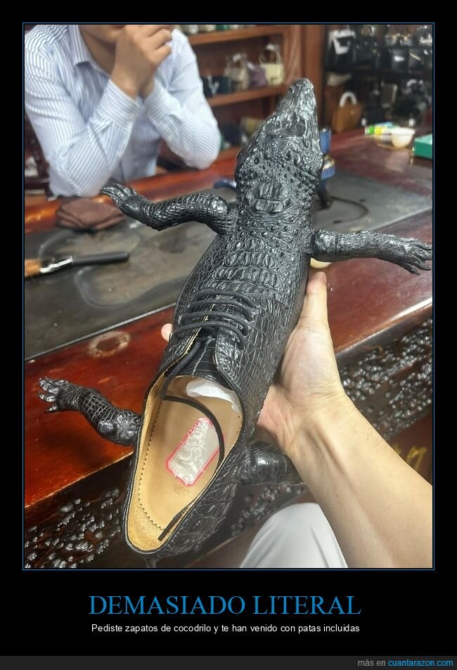 cocodrilo,zapatos,artesan&iacute;a,exceso,literalidad