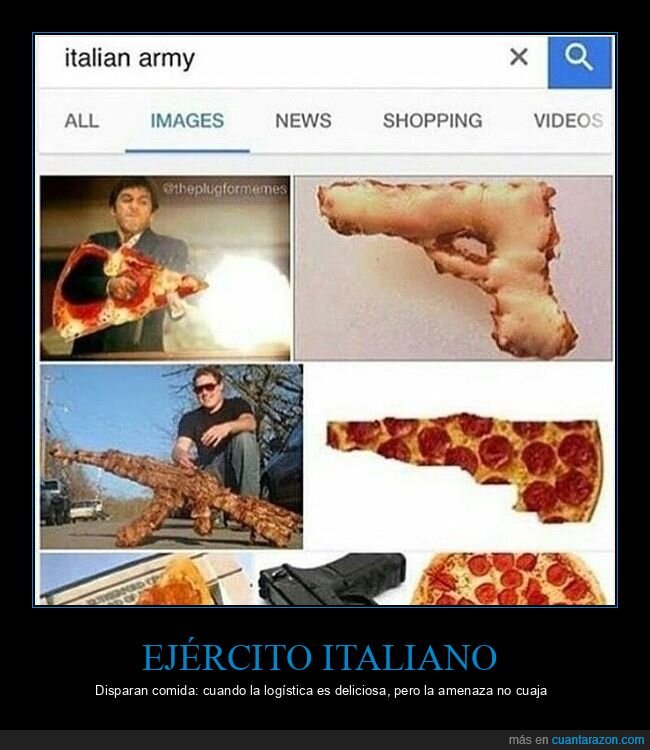 Italia,ej&eacute;rcito,pizza,armas,comida