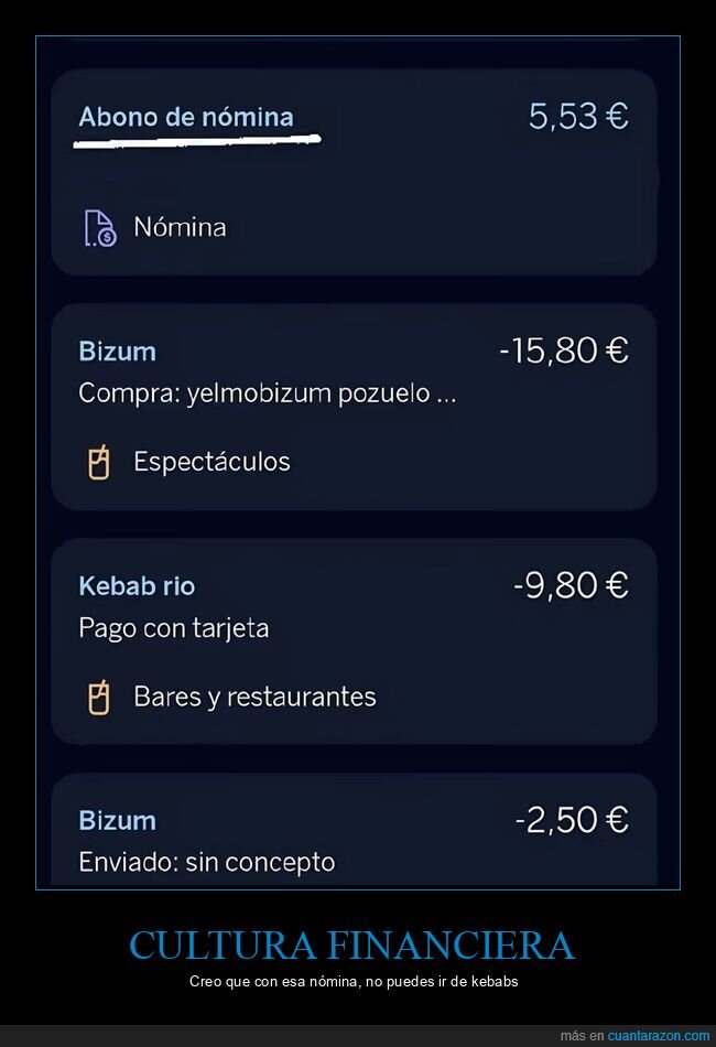 n&oacute;mina,Bizum,kebab,gastos,banco