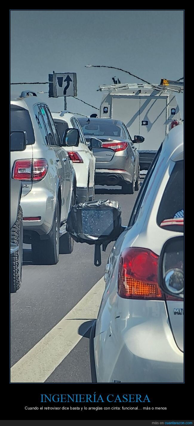 tr&aacute;fico,coche,retrovisor,cinta,chapuza