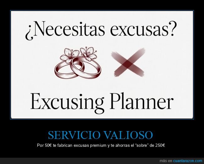 boda,excusas,dinero,plant&oacute;n,organizaci&oacute;n