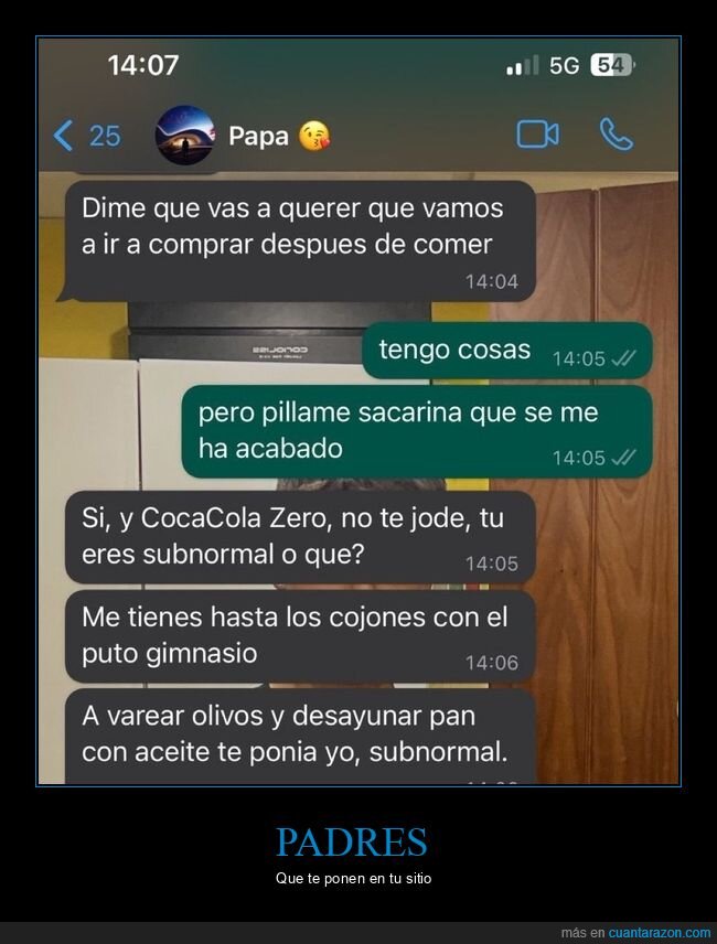 sacarina,CocaColaZero,gimnasio,padre,discusi&oacute;n