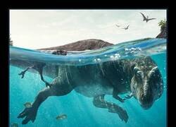 Enlace a Gracias a marcas de garras encontradas en rocas cerca de lechos de ríos en China, se cree que los T-Rex podían nadar