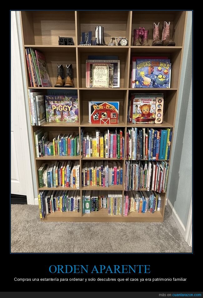estanter&iacute;a,libros,ni&ntilde;os,orden,caos