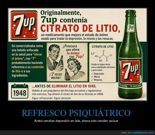 litio,7up,publicidad,vintage,drogas
