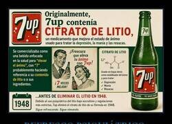 Enlace a Originalmente, 7up contenía citrato de litio, un fármaco que mejora el estado de ánimo y se utiliza para tratar la depresión