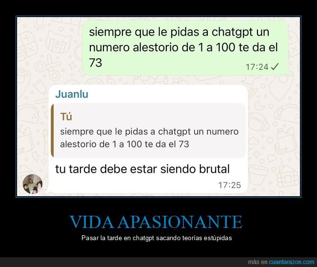 ChatGPT,n&uacute;meros,aleatoriedad,destino,absurdo