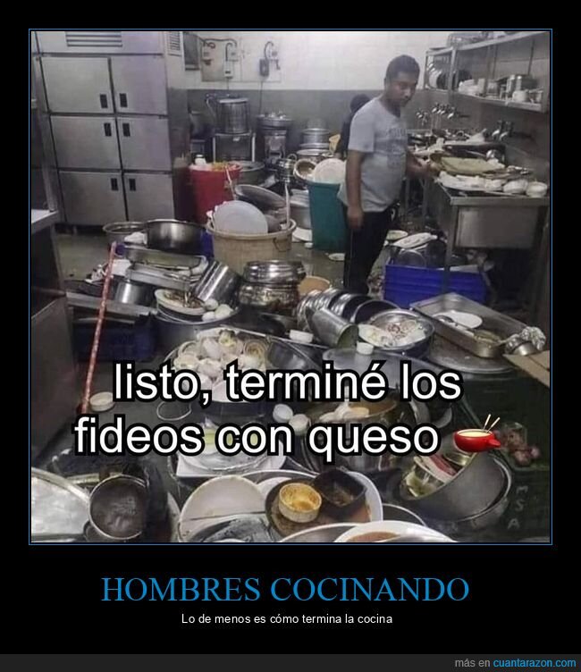 cocina,desastre,platos,fideos,caos