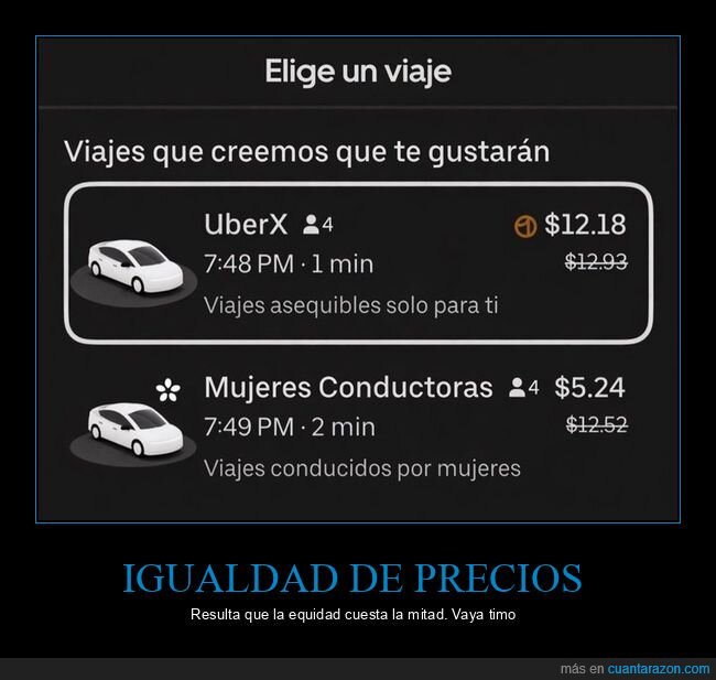 conductora,preciosdiferentes,transporte,discriminaci&oacute;n,absurdo