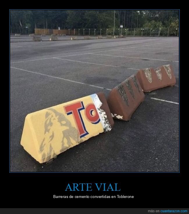 Toblerone,barrera,pintura,carretera,absurdo