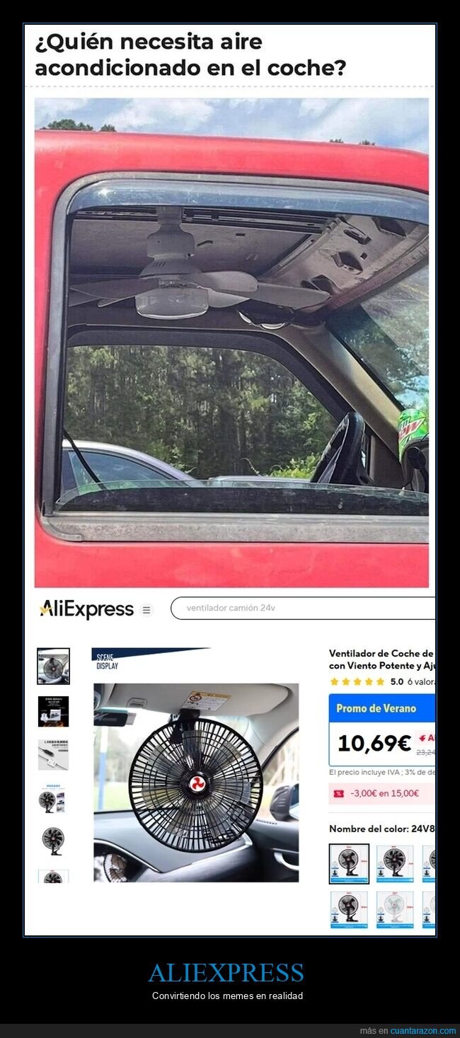 AliExpress,ventilador,coche,verano,chapuza