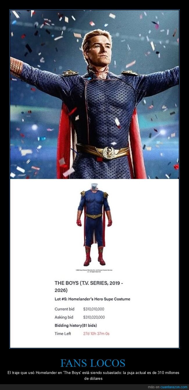 Homelander,subasta,The Boys,lujo,absurdo