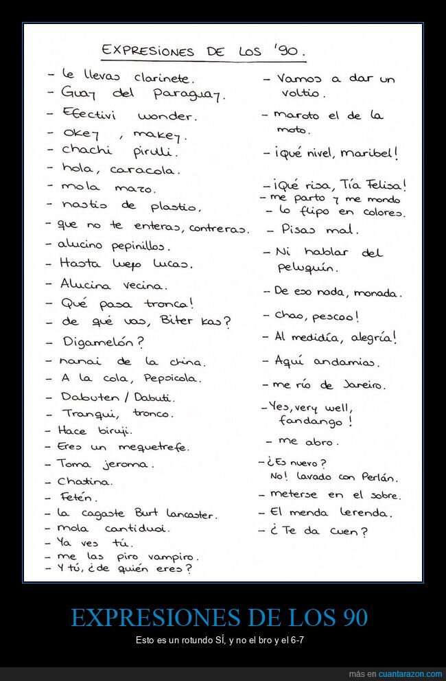 expresiones,nostalgia,90s,jerga,generacional