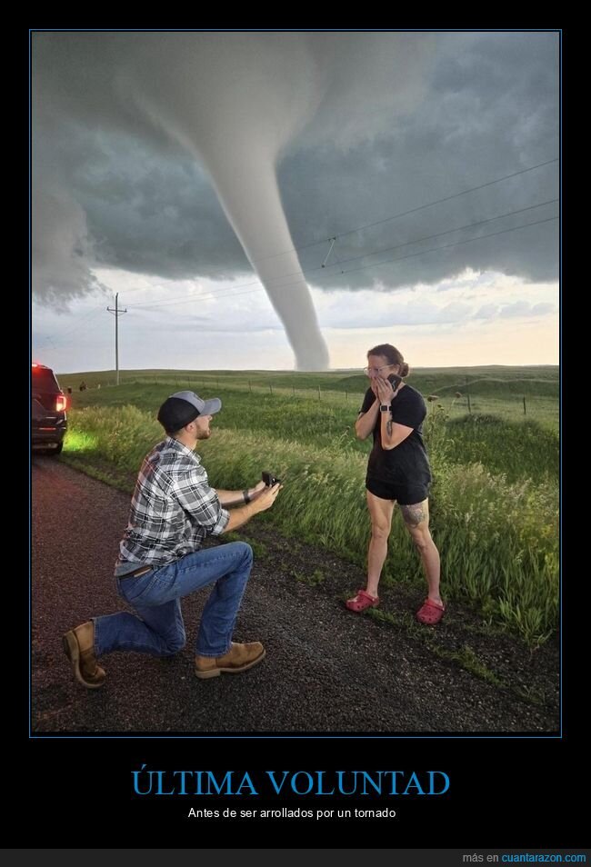 propuesta,tornado,Dakota,desastre,rom&aacute;ntico