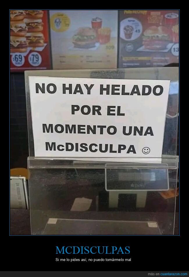 McDonald's,Helado,Disculpa,FastFood,Fallo
