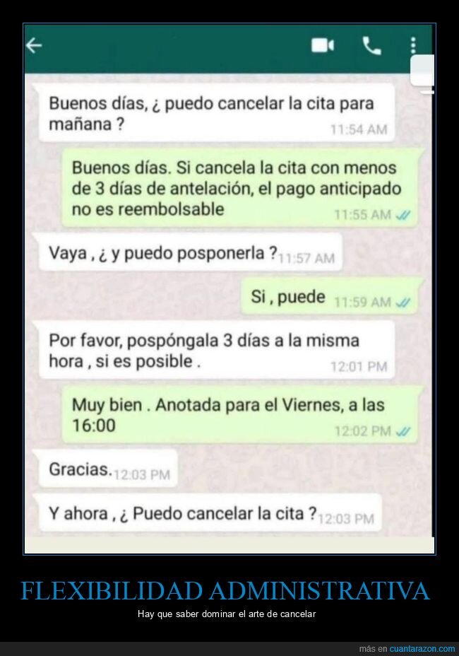 cita,cancelaci&oacute;n,WhatsApp,burocracia,inconsistencia
