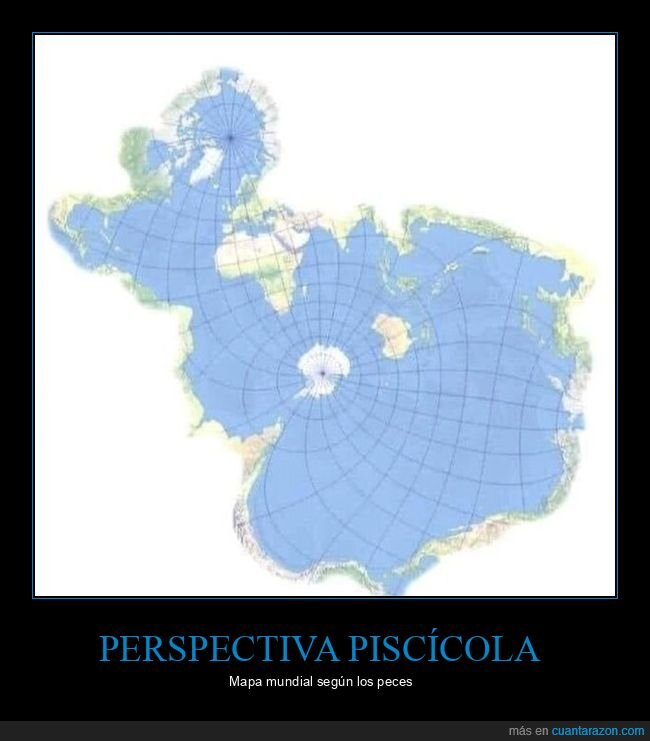 geograf&iacute;a,perspectiva,peces,mapamundi,absurdo