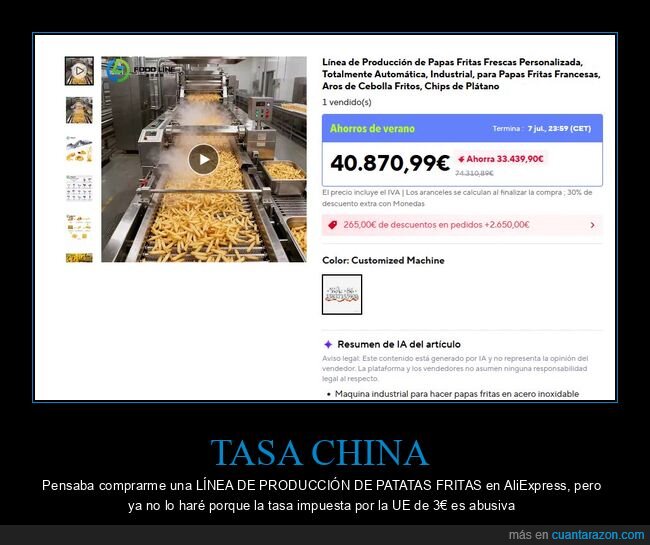 AliExpress,Aranceles,Emprendimiento,UE,Patatas