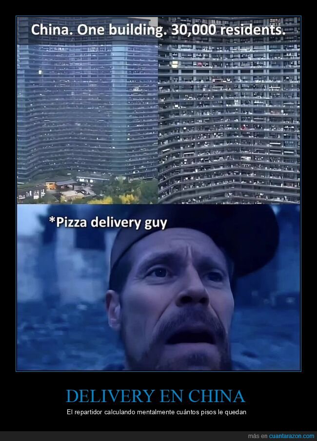 China,edificio,repartidor,pizza,escala