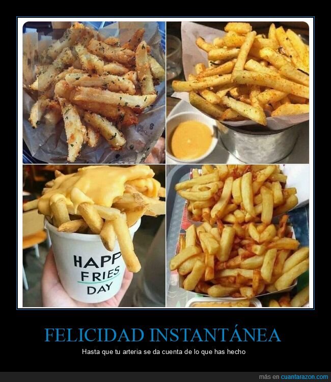 patatas fritas,comida basura,felicidad ef&iacute;mera,calor&iacute;as,indulgencia