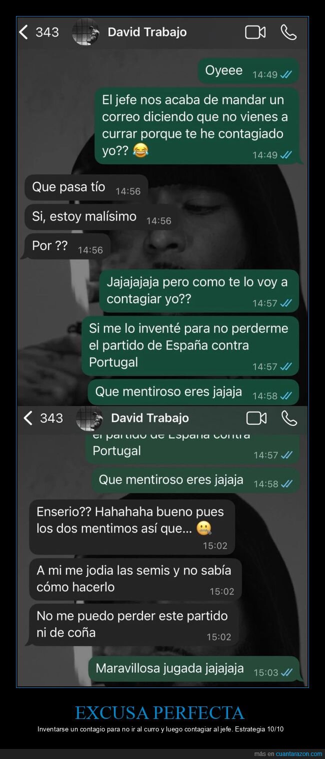trabajo,excusas,contagio,jefe,estrategia