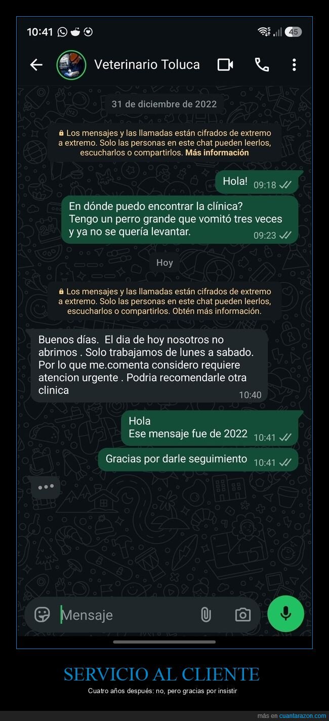 atenci&oacute;n,veterinaria,respuesta,demora,rechazo