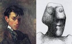 Enlace a Autorretrato de Picasso a los 15 años, junto con uno de sus últimos autorretratos, realizado a los 90