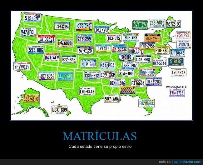 matr&iacute;culas,estados,automovilismo,dise&ntilde;o,EEUU